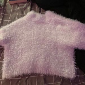 fuzzy white crop sweater